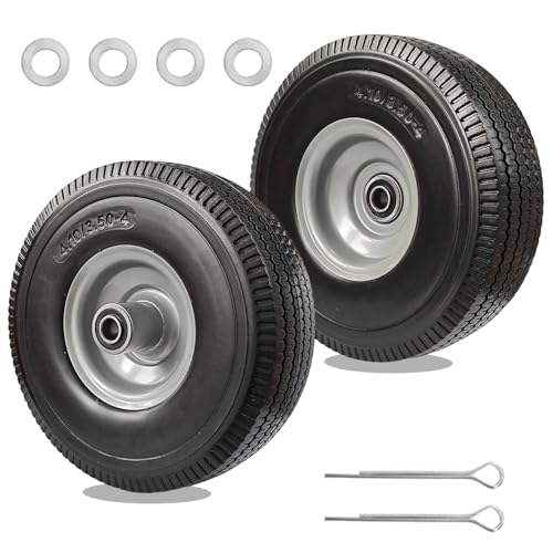 EAGWON 10' Flat-Free Solid Tires & Wheels – 4.10/3.50-4 No-Flat PU Tires for...