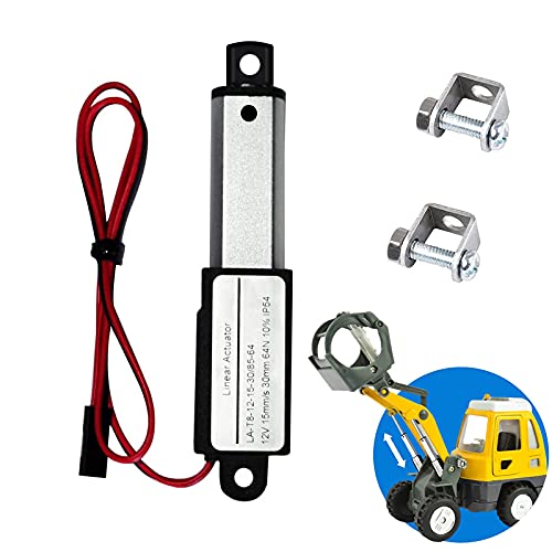 Electric Micro Linear Actuator 12V - 1.2" Stroke, 64N/14.4Lb, Speed 0.6Inch/S Mini Waterproof Motion Actuator Small 12 V Dc, W/Mounting Brackets, For Sofa Massage Recliner Tv Table Cabinet Window Lift #TOP7