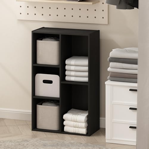 Image of Furinno Reed Closet Organizers and Storage, 5-Cube Reversible Closet Shelves, Closet Organization Shelf, 9.4 x 19.5 x 31.5, for Bedroom, Closet, Blackwood