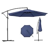 Backyard Expressions 10FT Cantilever Patio Umbrella – Outdoor Offset Hanging Umbrella with Smooth Crank, Tilt Adjustment & UV Protection – Heavy-Duty Steel Frame (Base Not Included)