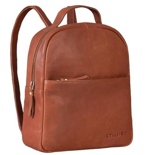 STILORD Kayla Damen Rucksack Leder Elegant klein - Lederrucksack Rucksackhandtasche Vintage Daypack Handtasche City Ausgehen Shopping Freizeit Echtleder Farbe:Texas - braun
