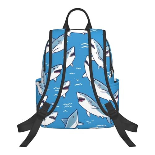 Travel Backpack Bookbag Satchel, Stylish and Functional Daypacks, Cool Blue Shark Daypack Rucksack3