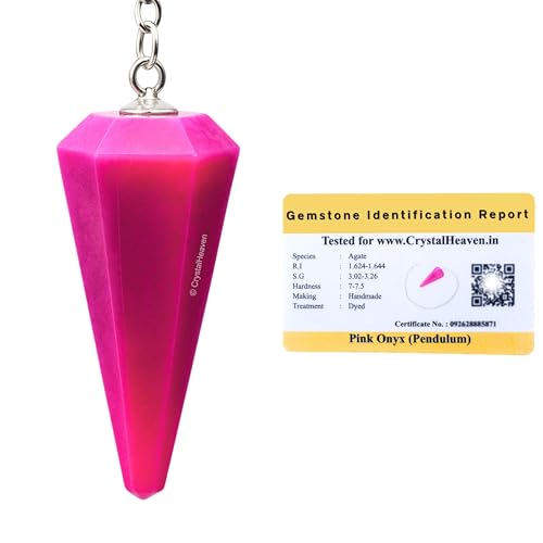 Image of Pink Onyx Pendulum Dowsing Tool - Natural Crystal Pendulum for Spiritual Guidance - Dowser Pendulum for Accurate Divination and Energy Healing - Perfect for Energy Healing and Chakra Balancing