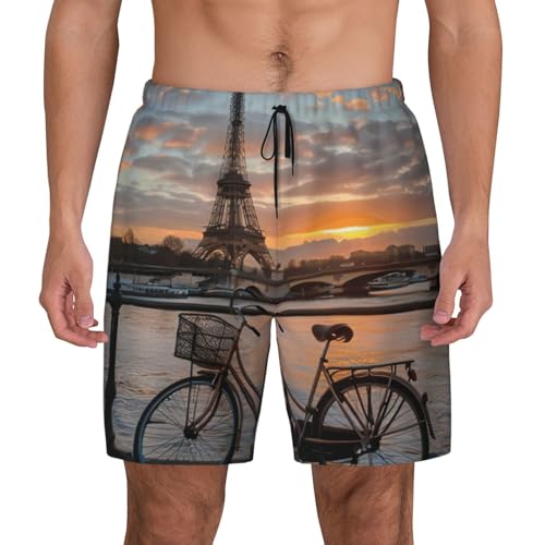 Short de bain séchage rapide Tour Eiffel imprimé vélo léger homme
