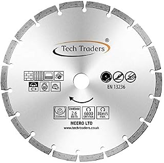 Tech Traders Diamond Cutting Disc 230mm 9" x 22.2 mm, Saw Blade for Universal use Angle Grinder, Diamond Cutting Blade for Concrete, Stone, Brick