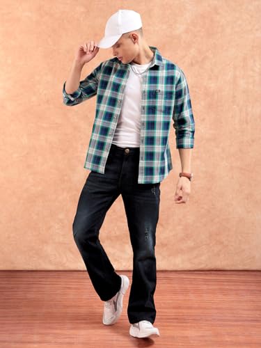 Image of The Indian Garage Co Men's Checkered Slim Fit Casual Shirt