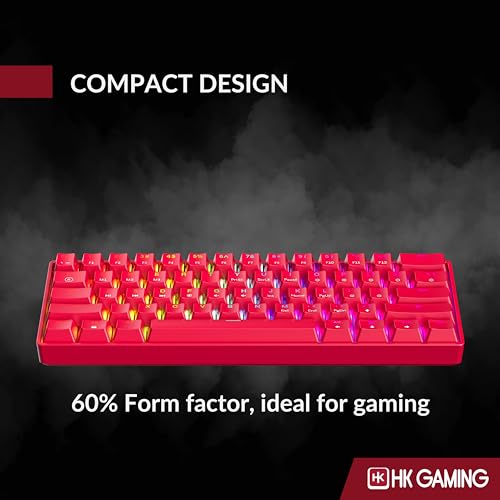 Image of HK GAMING GK61 60% v3 | Hotswap Mechanical Gaming Keyboard | 61 Keys Multi Color RGB LED Backlit for PC /Mac Gamer | US Layout (Red, Cherry Mx Brown)
