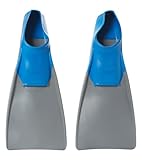 Sporti Adult-Kids Short Swim Fins, Floating Fin for Swimming & Snorkeling, Swim Flippers for Training - Greyblue - M 7-8 / W 8-9