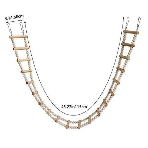 image for Dnoifne Bird Wooden Ladder Bridge, Pet Hamster Climbing Ladder Swing T