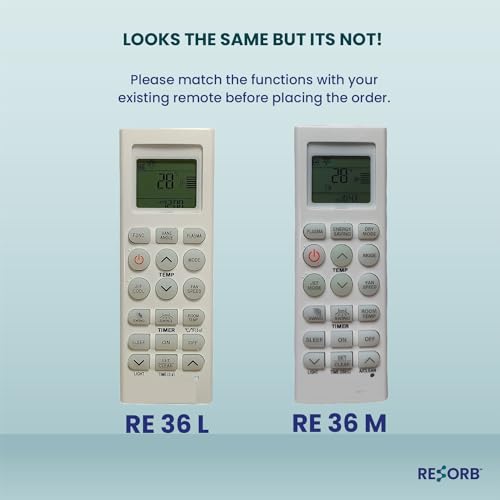 Image of AC Remote Compatible with LG Air Conditioner | Split & Window AC Remote Control with Vane Angle Plasma Jet Cool Fan Speed Swing Timer | White RE 36L