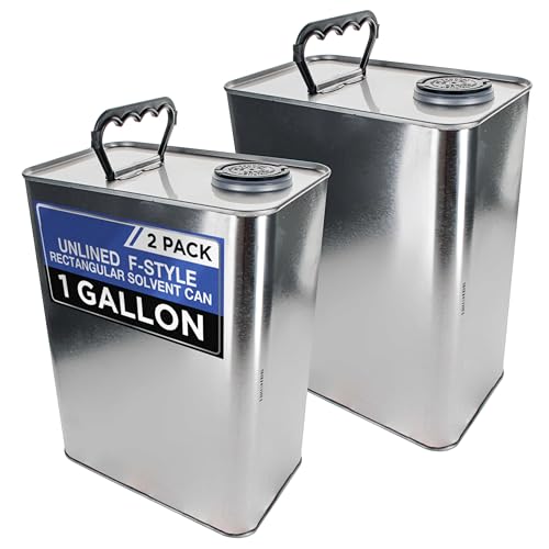 Master Elite 1 Gallon Empty F-Style Metal Rectangular Solvent Can, 2 Pack
