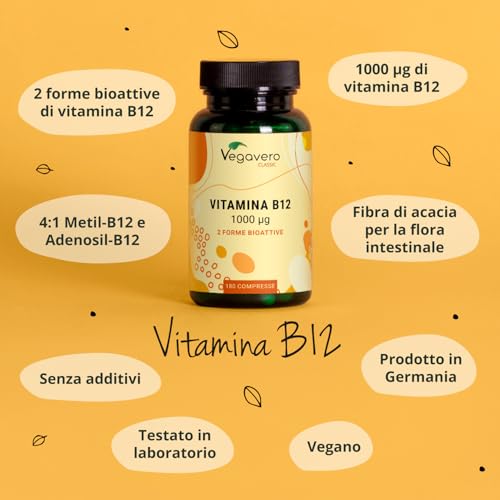 Vitamina B12 Naturale 1000 Mcg | Metilcobalamina + Adenosilcobalamina | L’Unica Senza Additivi Artificiali | Prodotta In Germania | Vegan | Vegavero® - 2