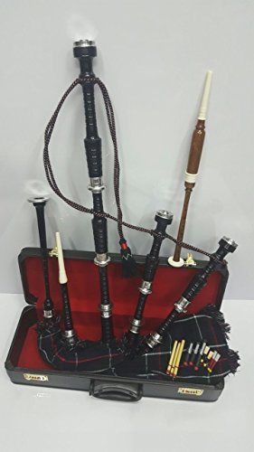 Great Scottish Highland Dudelsack Palisander, silberfarben, Passepartout in verschiedenen Farben Black Silver Mackenzie Cover