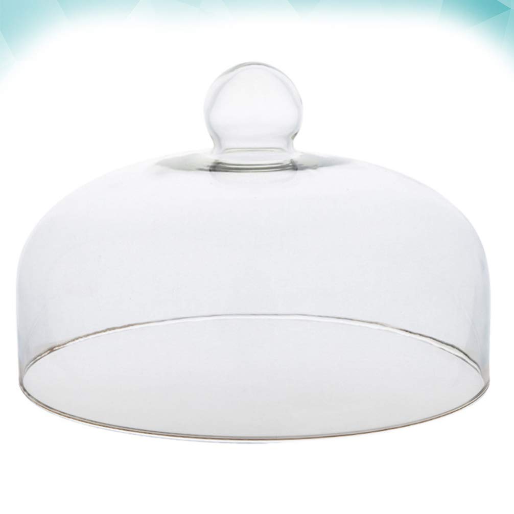 HEMOTON Cloche en Verre Transparente - 21 x 21 cm - Cloche à gâteau - Cloche à Fruits - pour Pique-, Camping, Noël, Nouvel an, fête