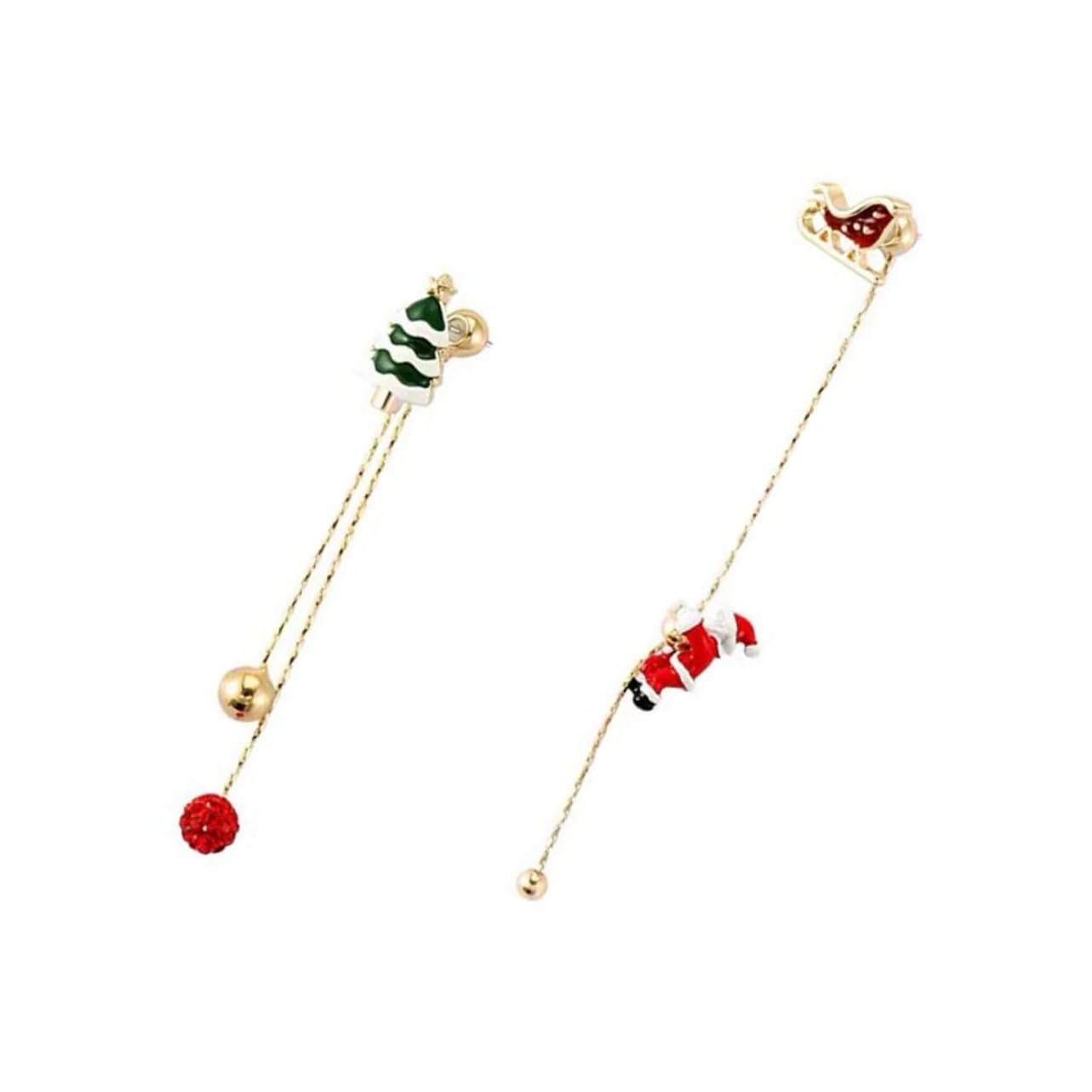 Orecchini Pendenti Natalizi Ciieeo – Design Asimmetrico Con Babbo Natale E Albero, Perfetti Per Le Feste