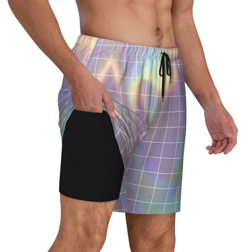 Reflective Square Breathable Fit Trends Men's Swim Trunks Board Short with Waist Elastic Band Swimming Trunks3