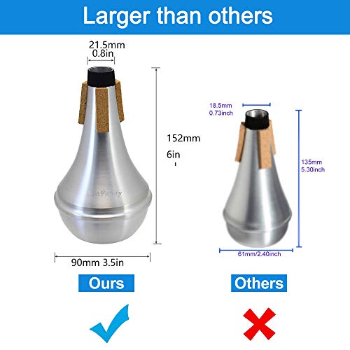 image for LotFancy Trumpet Mute, Lightweight Aluminum Straight Mute for Jazz, 3.