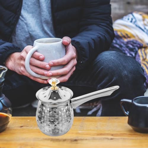 Cafetera turca de acero inoxidable duradera con asa lateral fija 8