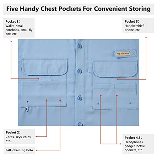 BASSDASH Men's Performance Fishing Hiking Shirt UPF 50 Button Down Long Sleeve Quick Dry FS21M4
