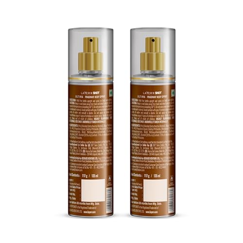 Image of Layer'r Shot Gold Ultima Body Spray Combo for Men, 2x135ml | Premium Long-Lasting Fragrance with Bold Aldehydic, Floral & Leather Notes | Everyday Wear | Ideal Gift Option