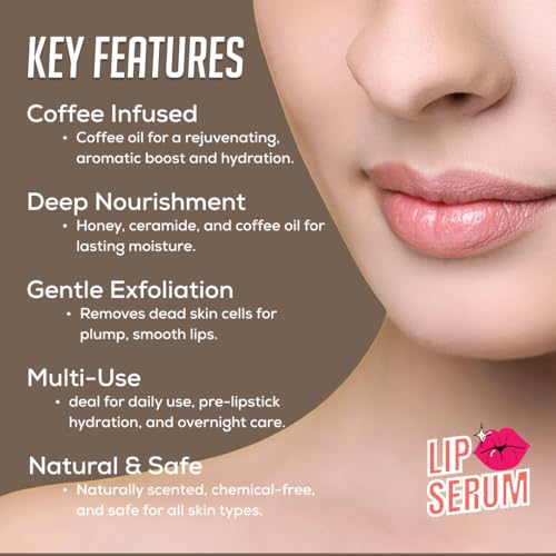 Image of Bee & Beauty Moisturizing Lip Serum Roll On - 5ml | With Aromatic Coffee Infusion | Nourishes, Hydrates and Gently Exfoliates | For Men and Women | Natural Pink Lip Roll On For Daily Lip Care