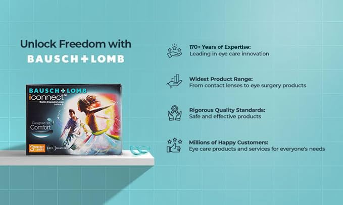 Image of Bausch & Lomb Iconnect Contact Lens - Spherical | Monthly Disposable | Hydrogel Material | (-3, Pack of 3)