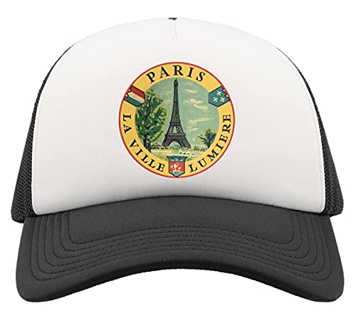 Gorra béisbol parís retro negra con cierre snapback regulable y visera protectora