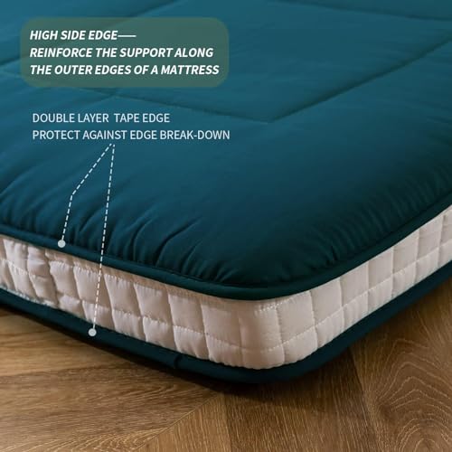 MAXYOYO Cot Mattress Floor Futon, Narrow Twin Single Bed Mattress for Adults, Foldable Roll Up Floor Bed for Kids, Bluestone Camping Cot