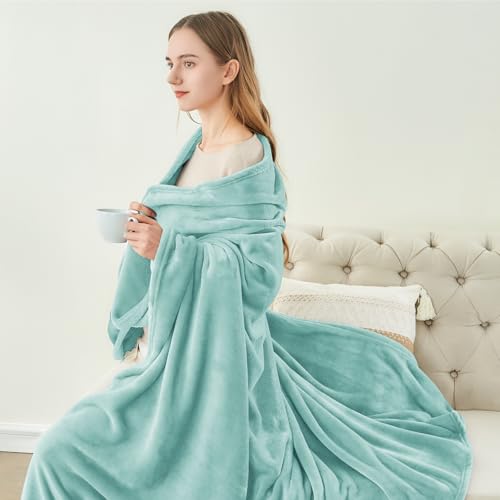 Image of BEDELITE Fleece Blanket Haze Blue Throw Blankets for Couch & Bed, Luxury Plush Cozy Fuzzy Blanket 50 inch x 60 inch, Super Soft Warm Lightweight Throw Blanket for Travel Camping