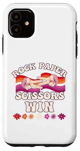 Rock Paper Scissors Win Funny LGBTQ Lesbianas Carcasa para iPhone 11