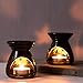 MyGift Black Ceramic Essential Oil Burner Tealight Candle Holder Decorative Aroma Diffuser, Set of 2