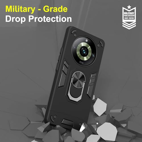Image of NDCOM for Realme 11 Pro Back Cover | Realme Narzo 60 Pro 5G Back Cover | Realme 11 Pro Plus Back Case | with Ring Holder Kickstand