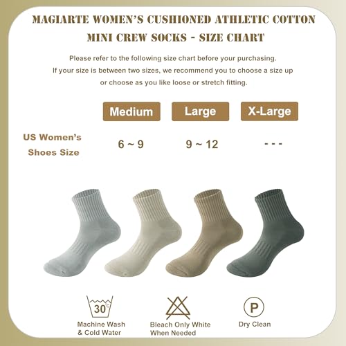 Image of MAGIARTE Womens Athletic Cotton Mini Crew Socks Thick Cushioned Running Hiking Multi Sports Socks for Women 4 Pairs