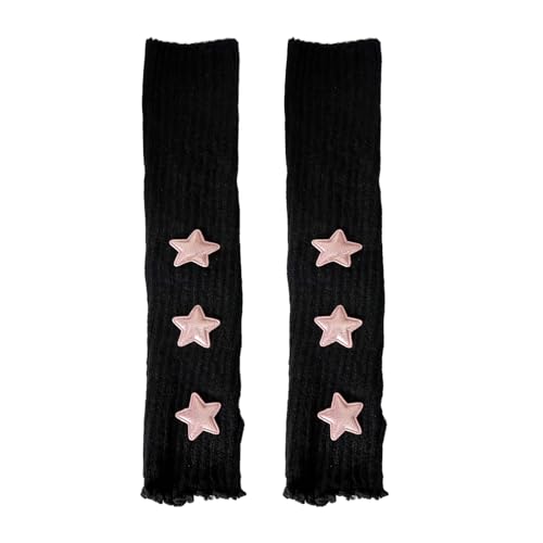 Wqebuid - Wqebuid Arm Warmers Y2K Star Arm Sleeve for Women Kawaii Half Finger Gyaru Style Cute Teen Girls Black