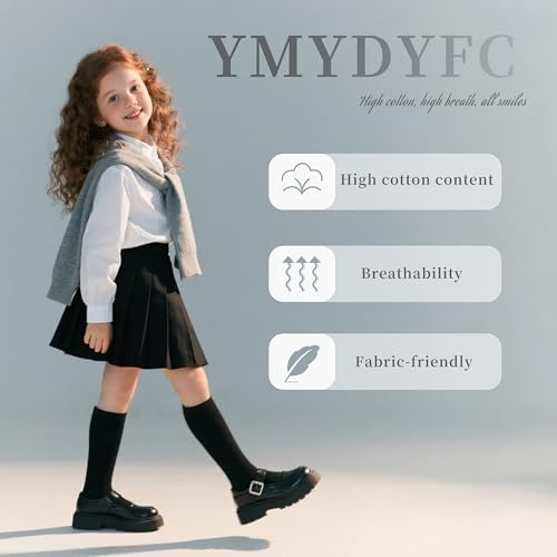 YMYDYFC Girls Knee High Socks 3Packs Kids Toddler School Uniform Dress Sock4