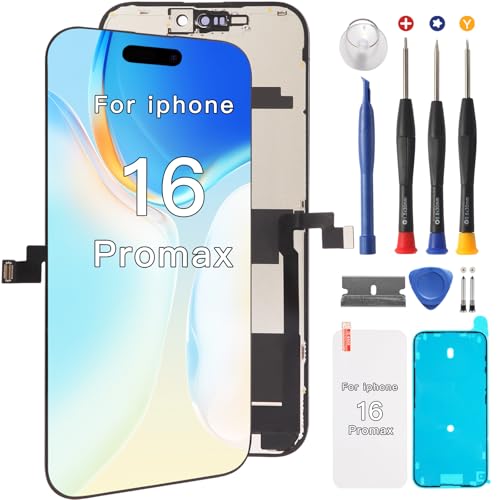 for iPhone 16 Pro Max Screen Replacement Kit Full Assembly 6.9 inch 3D Touch LCD Display for A3296 A3084 A3295 A3297 Digitizer Screen and Repair Tools Kit