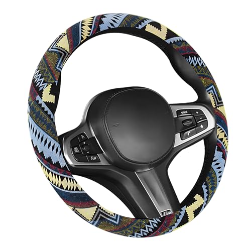 NYTKL Boho Car Steering Wheel Cover, Ethnic Style Anti-Slip Coarse Flax Cloth Auto Wheel Cover...