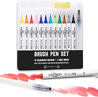 Stationery Island Circle 21 60 SB Zestaw Pisaków Akwarelowych ze Zbiornikiem na Wodę 12 Sztuk + Pędzel