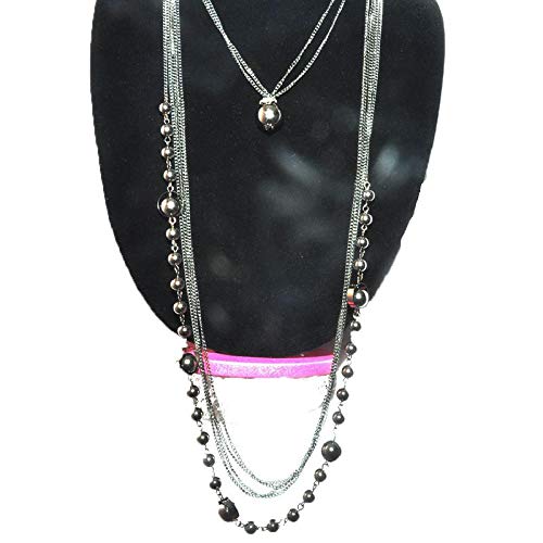 Row Chain with Black Metal Beads 