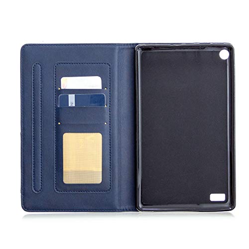Étui en cuir pour tablette Android bleu compatible Kindle Fire 7 antichoc avec veille - 3