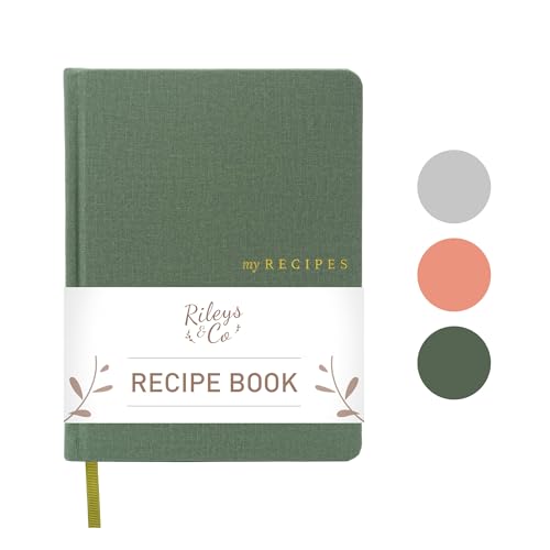 Rileys & Co. Green Recipe Book to Write in Your Own Recipes | Blank Recipe Books to Write In | Recipe Journal | Recipe Notebook | Blank Cookbook for DIY Recipes (8x6 in / 20 x 15 cm)