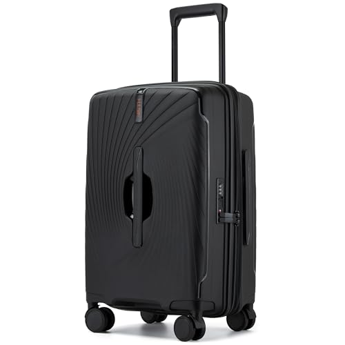 20 Inch Expandable Carry on Luggage, Hardside Lightweight Spinner Suitcase TSA Lock, 22x14x9 Airline Approved Hard Shell Expandable Travel Luggage with 20% More Capacity (Black, 20 Inch)