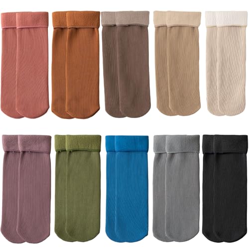 Calcetines de lana para mujer pack de 10 pares térmicos finos con forro polar