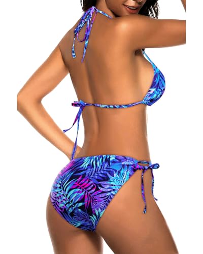 Image of Tempt Me Women Triangle Bikini Sets Halter Two Piece Sexy Swimsuit String Tie Side Bathing Suit