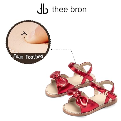 Image of THEE BRON Toddler Girls Sandals Wedding Flower Girl Dress Shoes Open Toe Flats