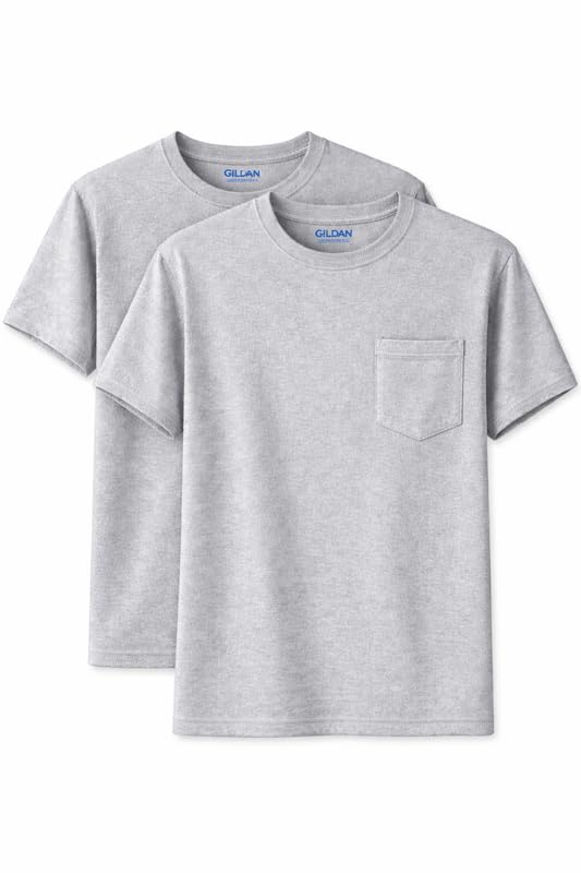 Image of Gildan Unisex Adult DryBlend Workwear T-Shirts with Pocket, 2-Pack