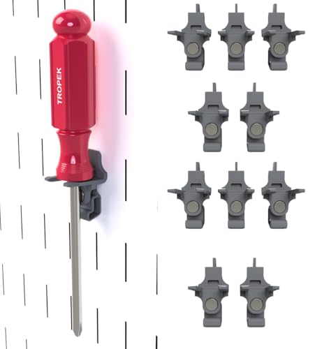 Image of Screwdriver+ Bracket Model 100 | Compatible with Wall Control | for Tool Wall Organization to Hang Screwdriver, Nut Driver, Pick, Pry Bar, Chisel, or File | 10-Pack