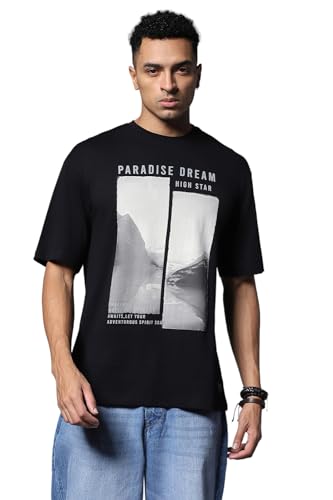 Image of HIGH STAR Men's Geometric Regular Fit T-Shirt
