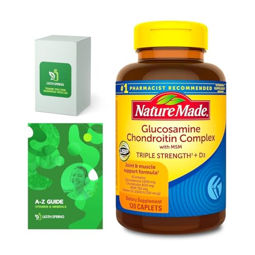 Nature Made Glucosamine Chondroitin Complex with MSM, Dietary Supplement for Joint Support, 120 Caplet Bundle with Exclusive Vitamins & Minerals A to Z - Better Light&Spring Guide (2 Items)