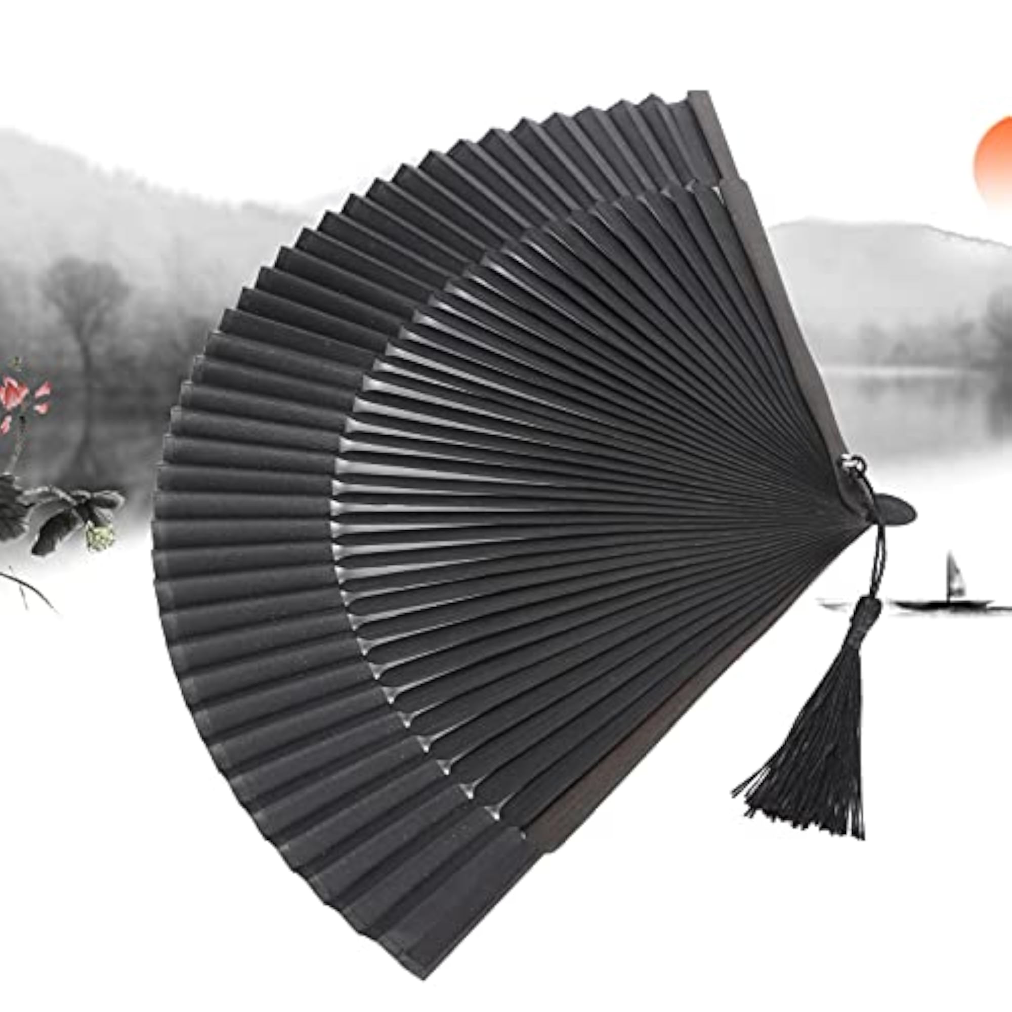 Folding Fan with Sleeve and Tassel, Exquisite Design